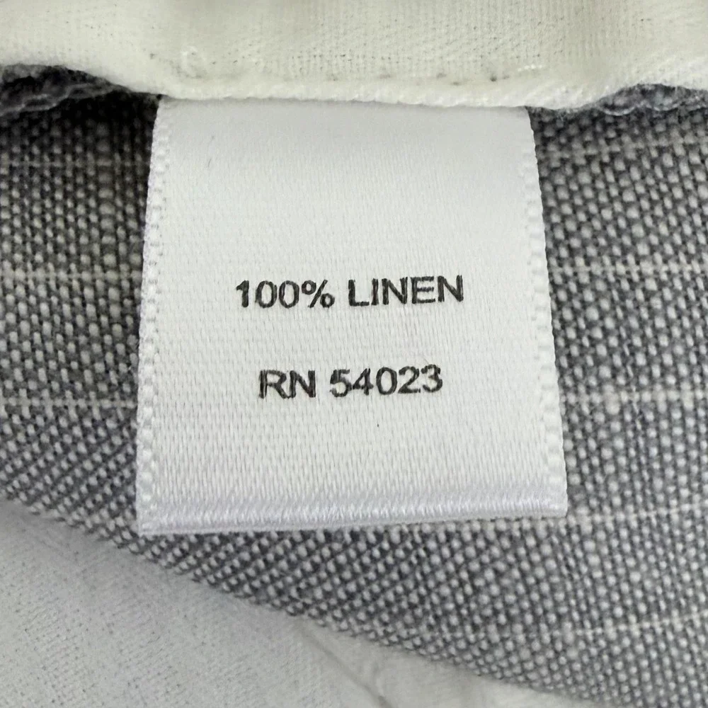 Banana Republic Martin Fit Pants Women's 12L Gray Striped 100% Linen Trousers